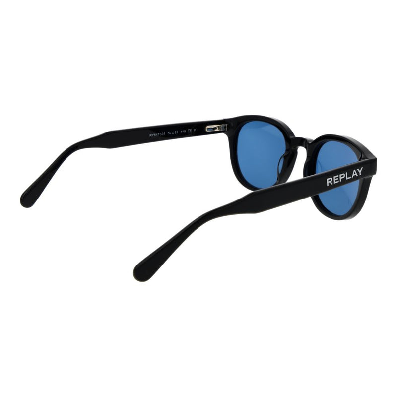 Replay Black Acetate Sunglasses - Unisex Panto Style
