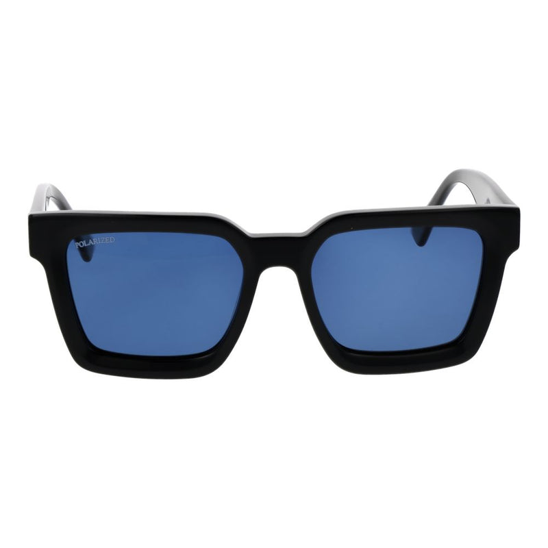 Replay Black Acetate Sunglasses with Polarized Blue Lenses