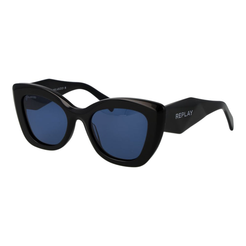 Replay Black Acetate Cat Eye Sunglasses for Women