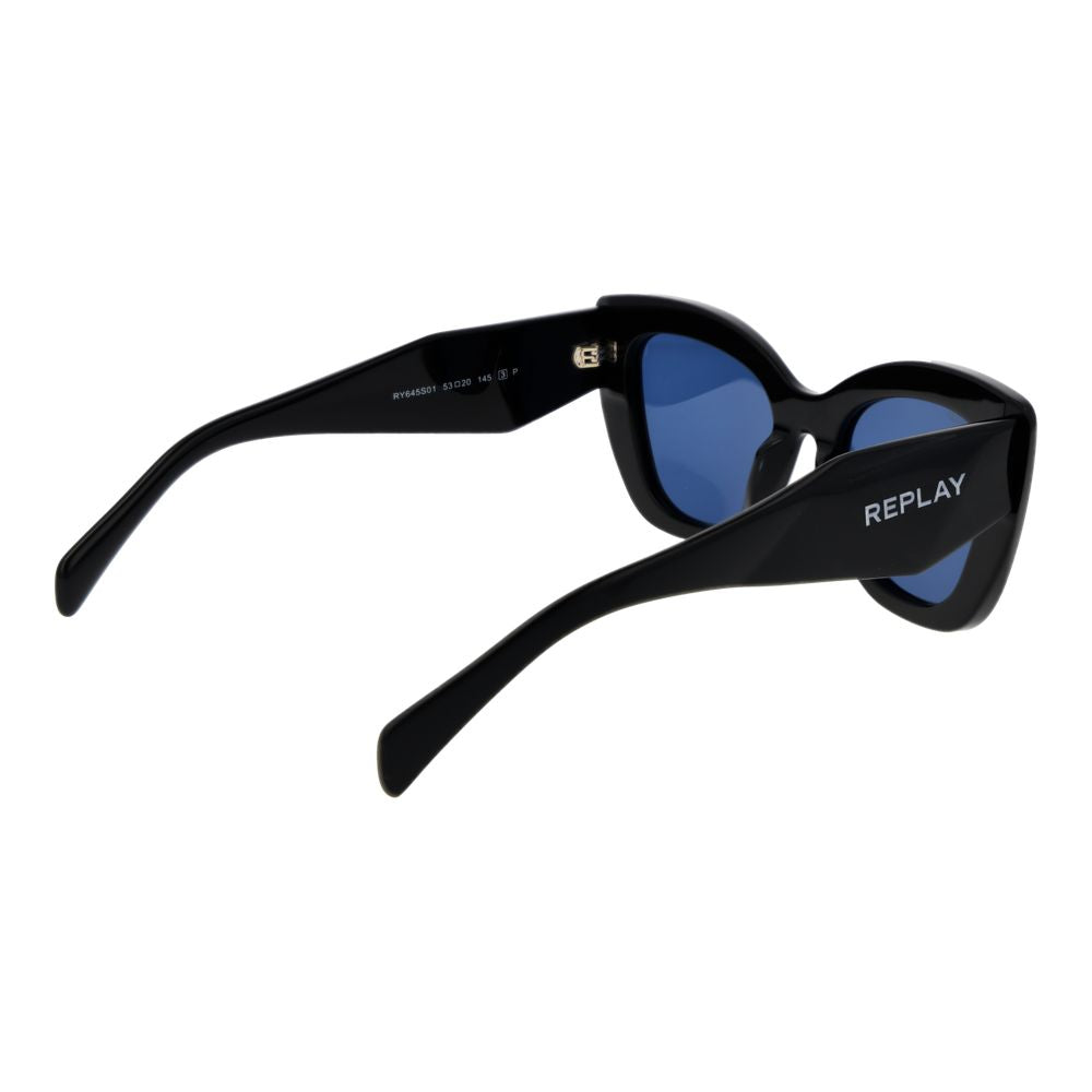 Replay Black Acetate Cat Eye Sunglasses for Women