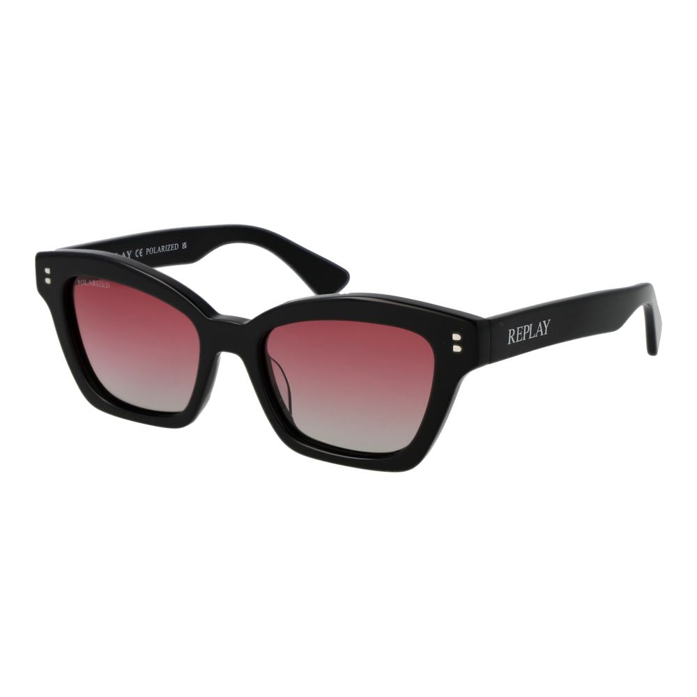 Replay Black Acetate Cat Eye Sunglasses for Women