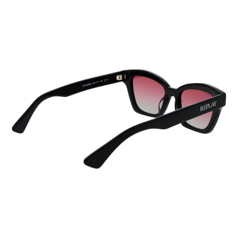 Replay Black Acetate Cat Eye Sunglasses for Women