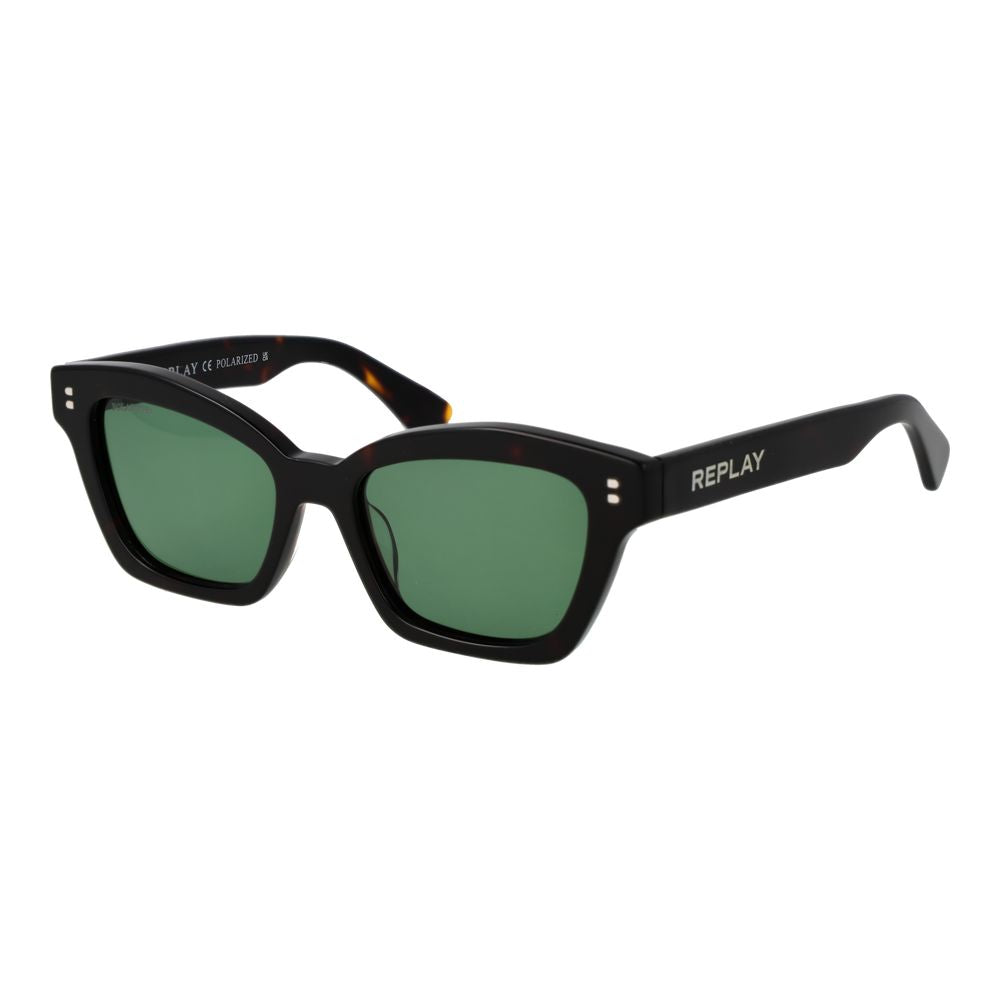 Replay Black Acetate Cat Eye Sunglasses for Women