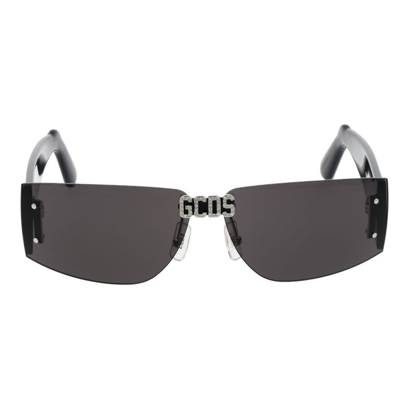 GCDS Black Plastic Sunglasses - Unisex Rimless Rectangle Style