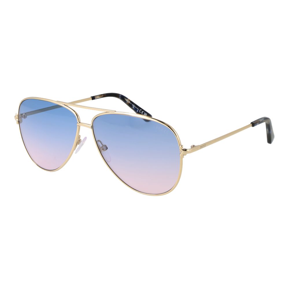 Emilio Pucci Gold Metal Aviator Sunglasses for Women