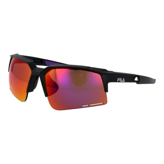 Fila Black Plastic Sunglasses with Mirrored Lenses