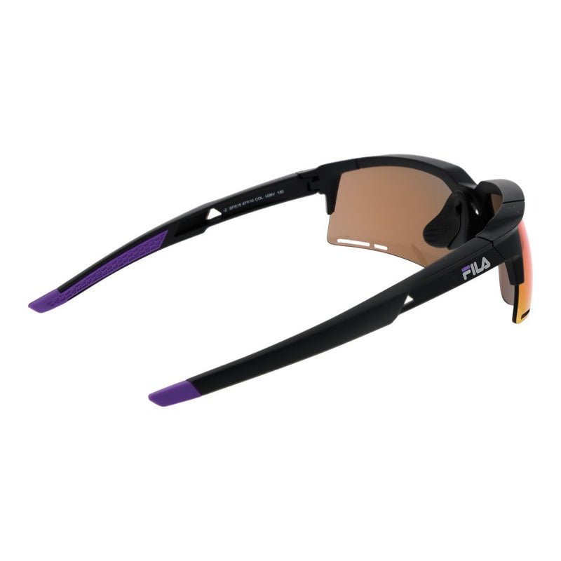 Fila Black Plastic Sunglasses with Mirrored Lenses