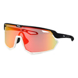 Fila Black Plastic Sunglasses with Mirrored Lenses