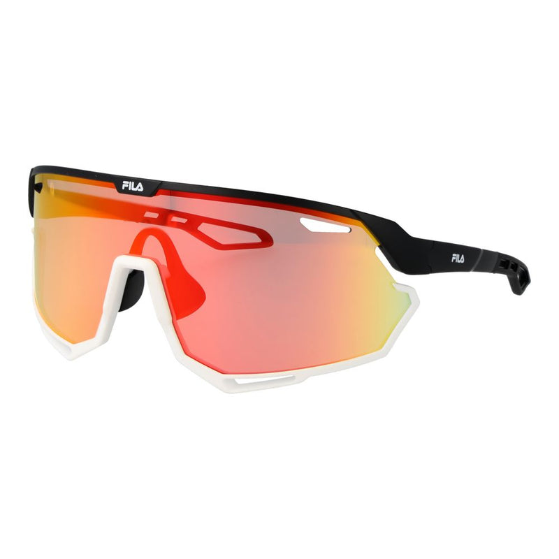 Fila Black Plastic Sunglasses with Mirrored Lenses