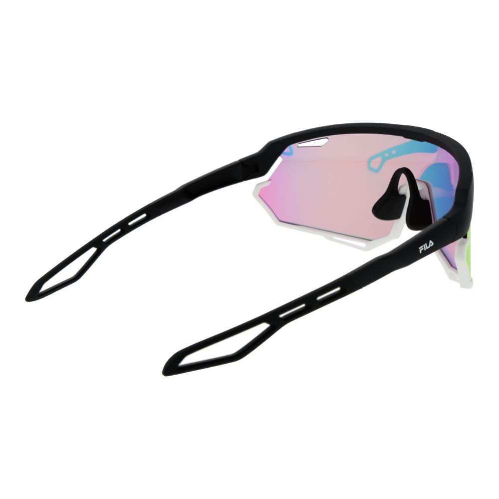 Fila Black Plastic Sunglasses with Mirrored Lenses