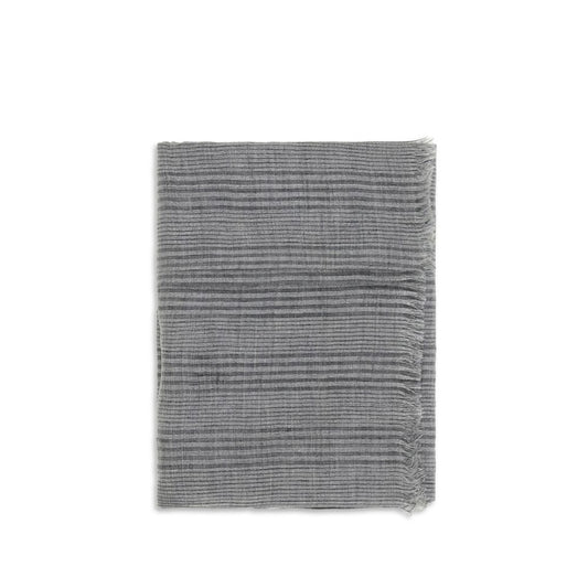 Brunello Cucinelli Gray Linen Scarf with Lurex Details