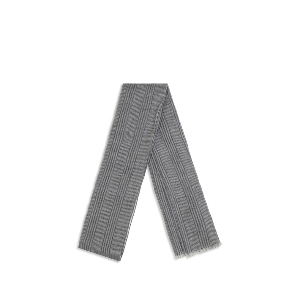 Brunello Cucinelli Gray Linen Scarf with Lurex Details