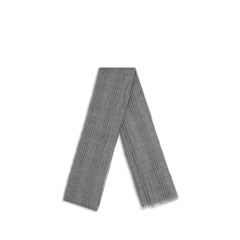 Brunello Cucinelli Gray Linen Scarf with Lurex Details