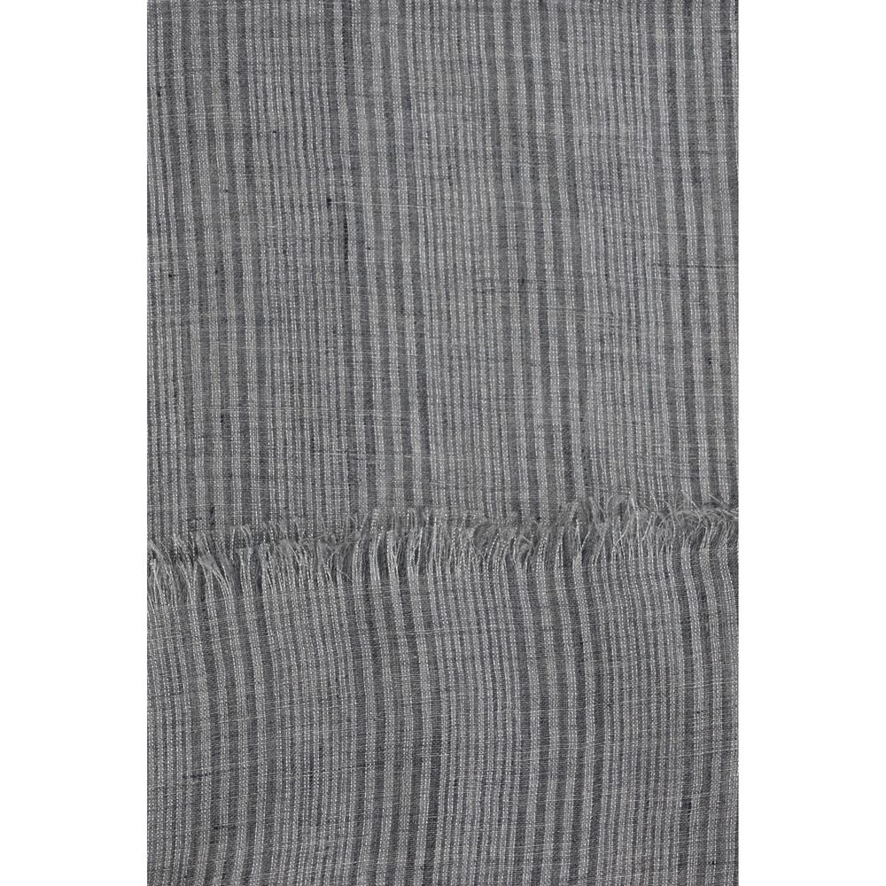 Brunello Cucinelli Gray Linen Scarf with Lurex Details