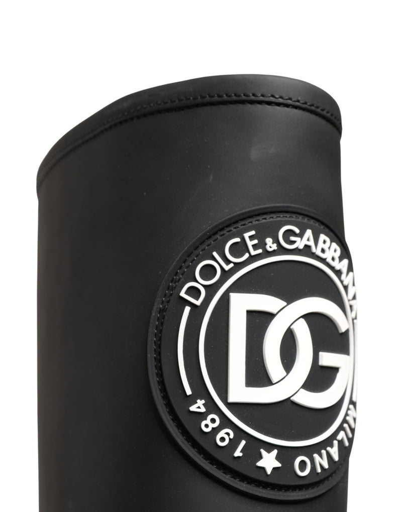 Dolce & Gabbana Black Rubberised Leather High Trekking Boots