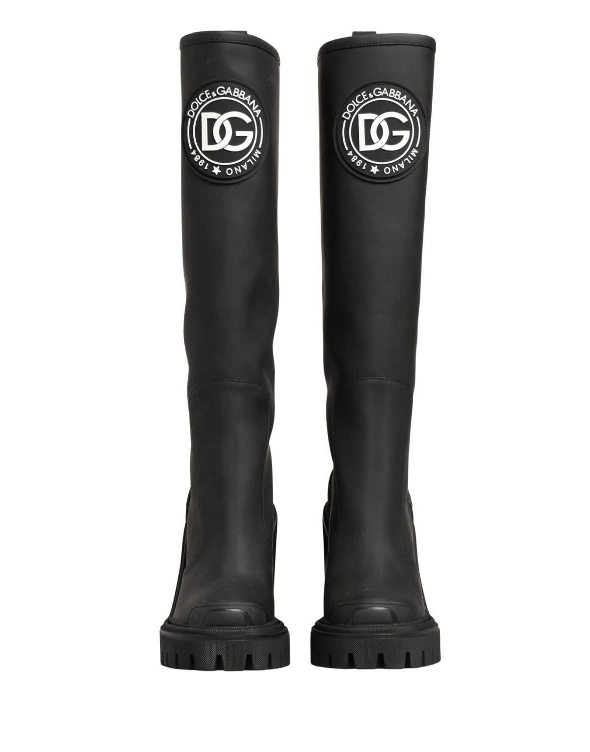 Dolce & Gabbana Black Rubberised Leather High Trekking Boots
