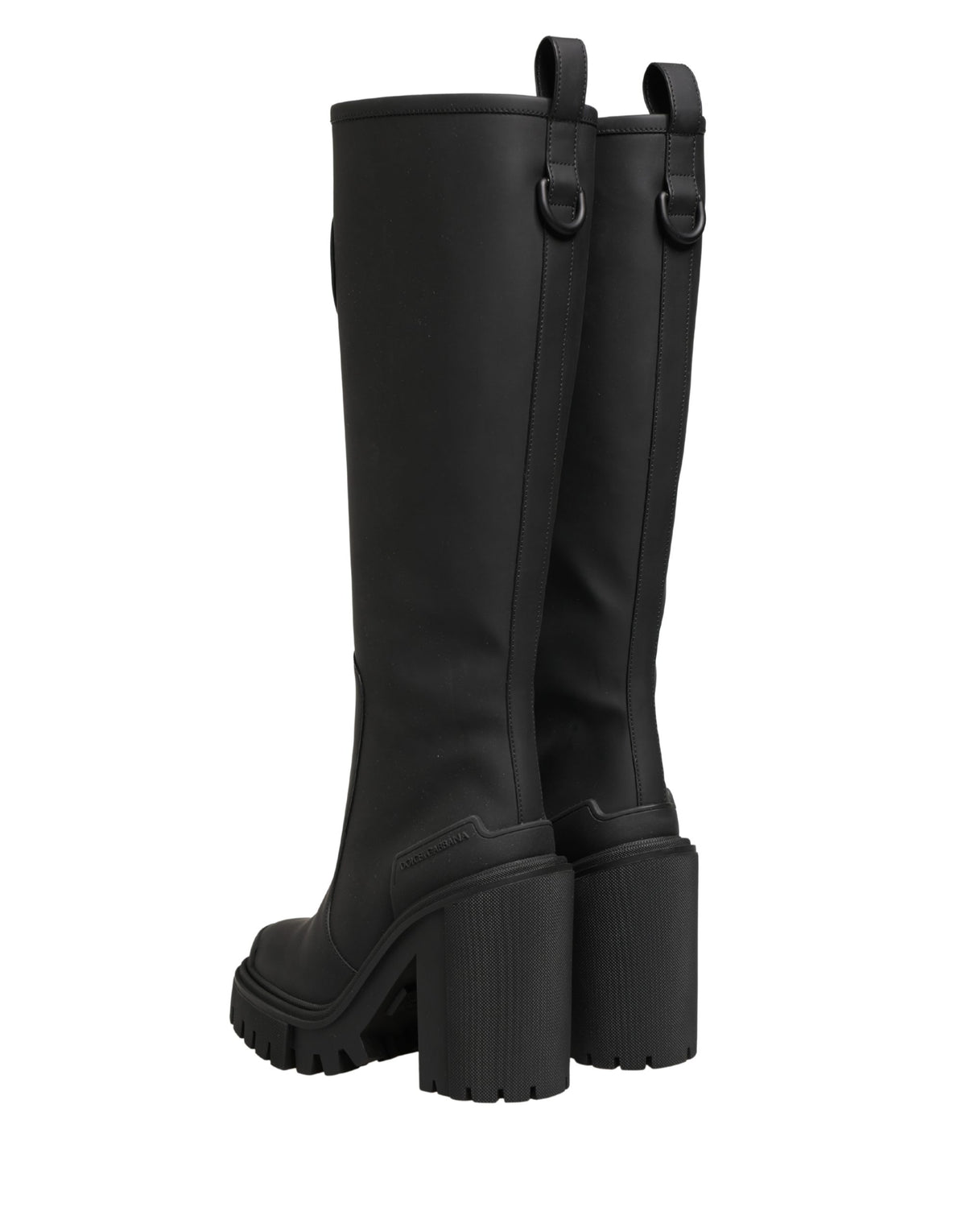 Dolce & Gabbana Black Rubberised Leather High Trekking Boots