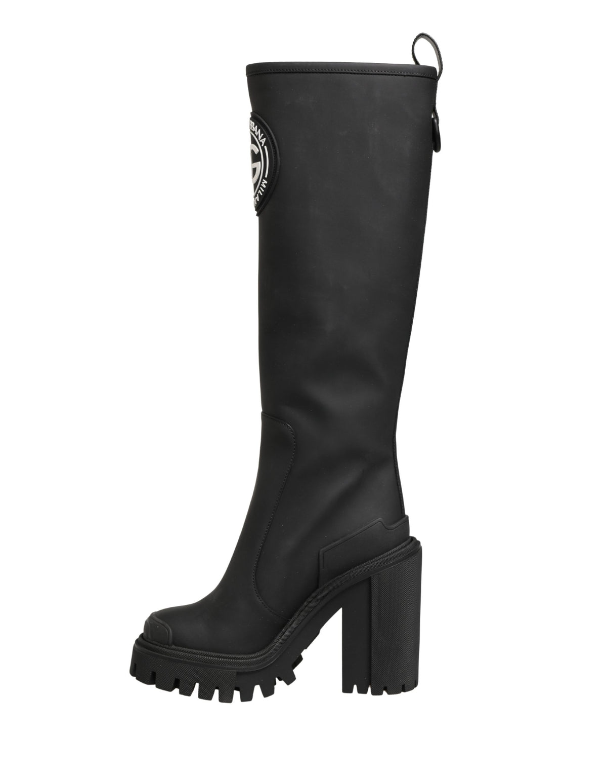 Dolce & Gabbana Black Rubberised Leather High Trekking Boots
