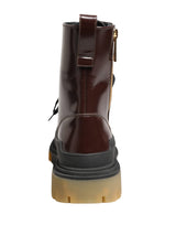 Dolce & Gabbana Maroon Leather Lace Up Biker Boots