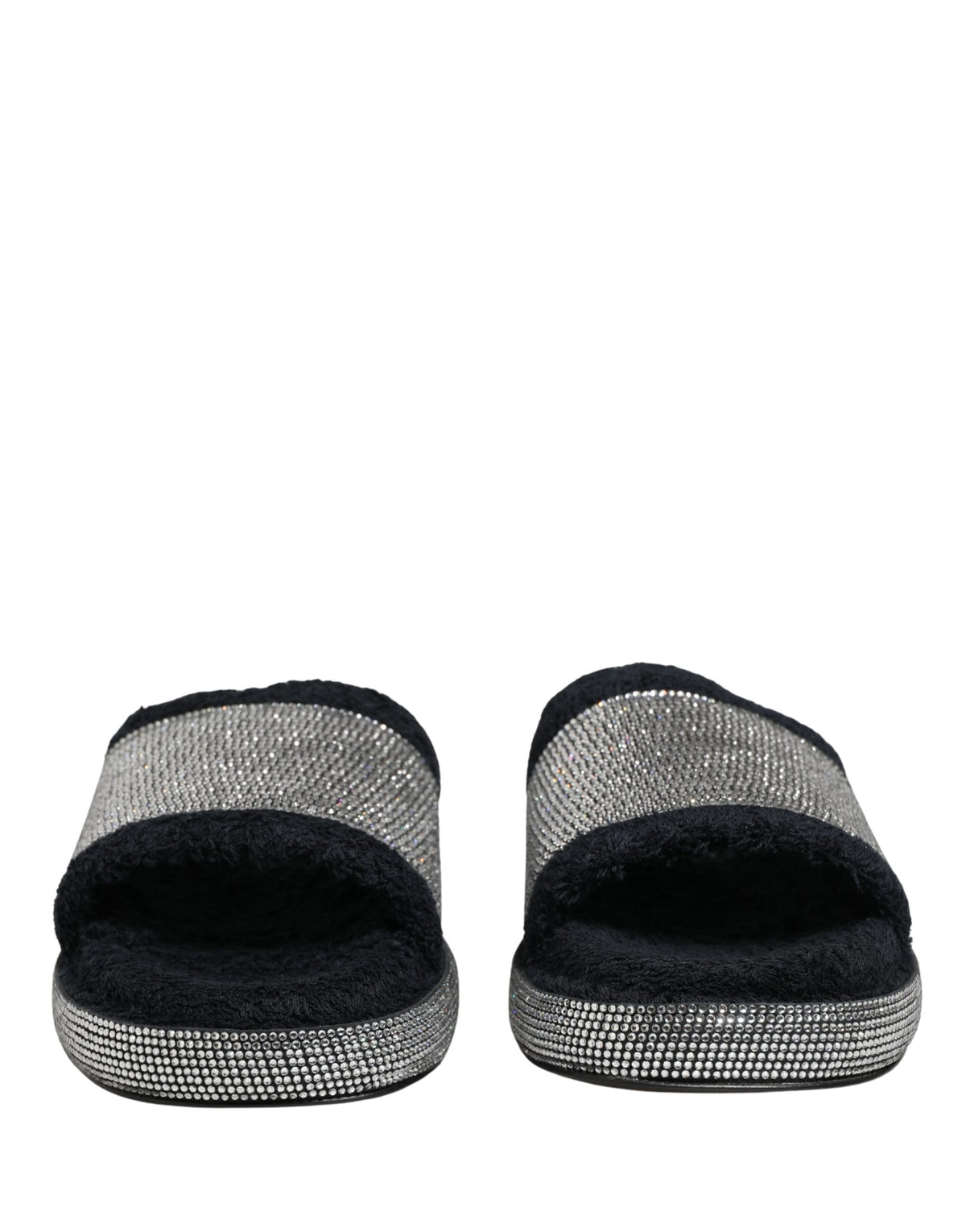 Dolce & Gabbana Black Crystal Embellished Platform Slides