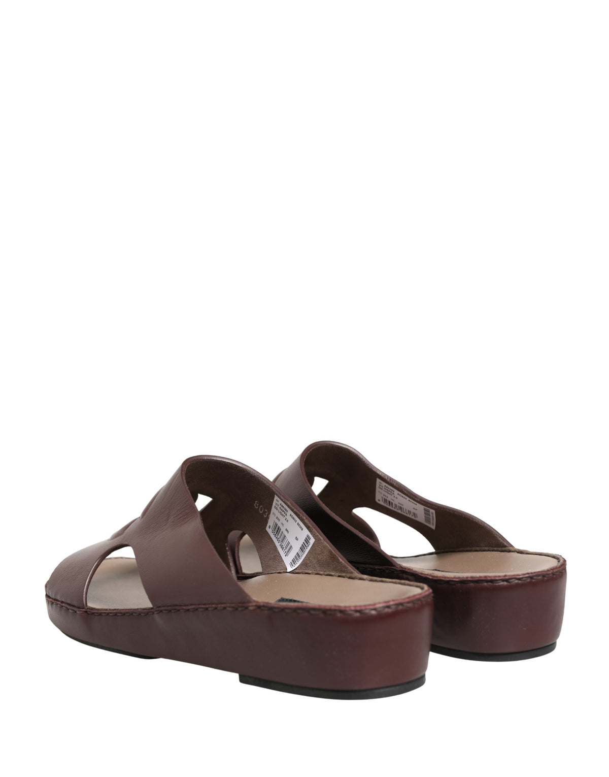 Dolce & Gabbana Maroon Leather Cutout DG Logo Sandals