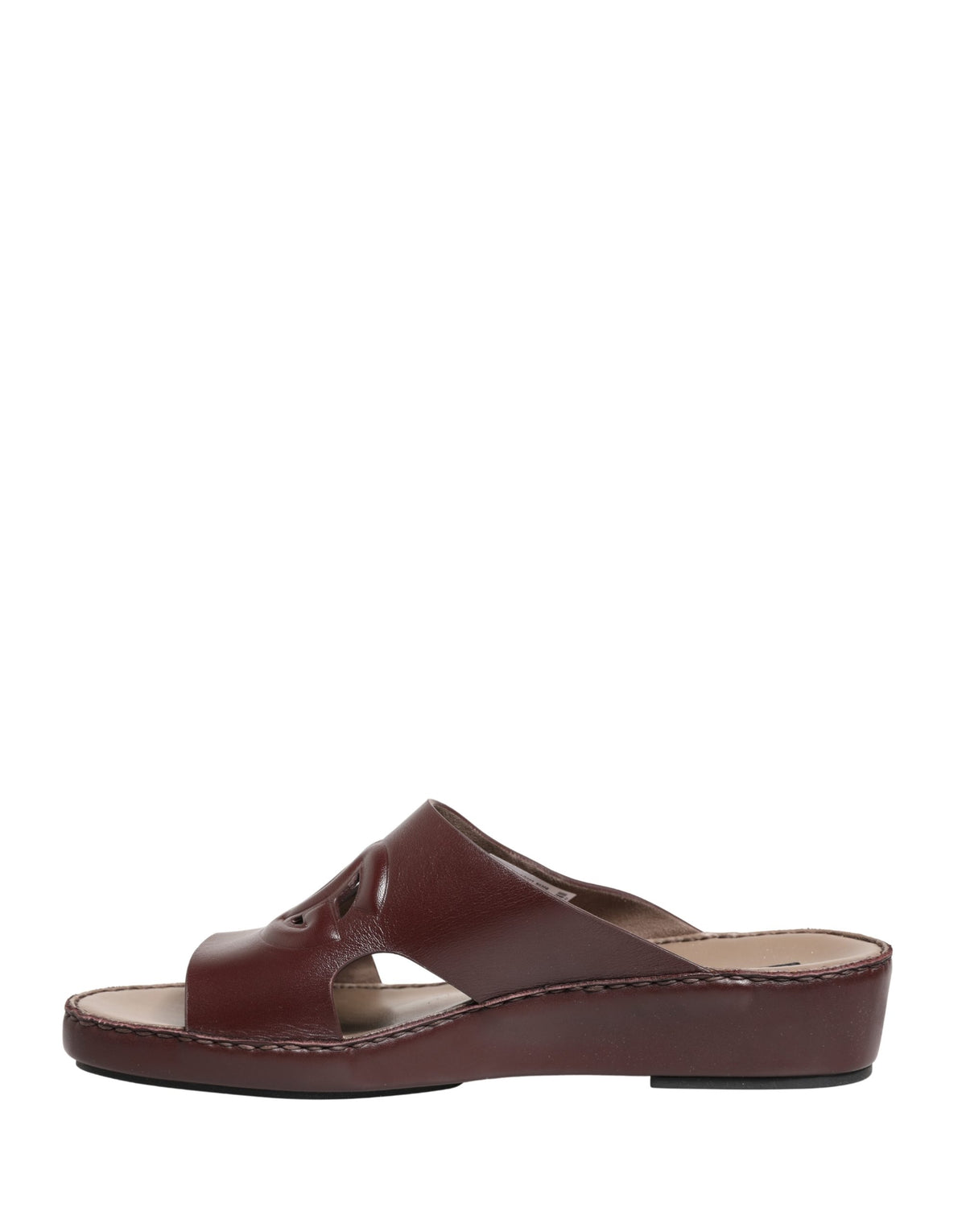 Dolce & Gabbana Maroon Leather Cutout DG Logo Sandals