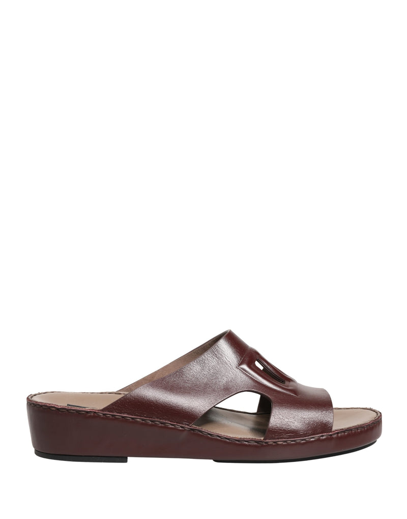 Dolce & Gabbana Maroon Leather Cutout DG Logo Sandals