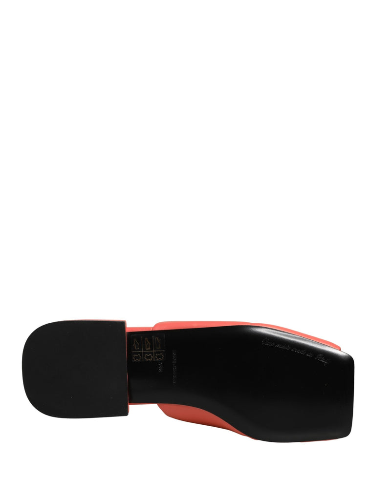 Dolce & Gabbana Orange DG Logo Leather Flats Sandals