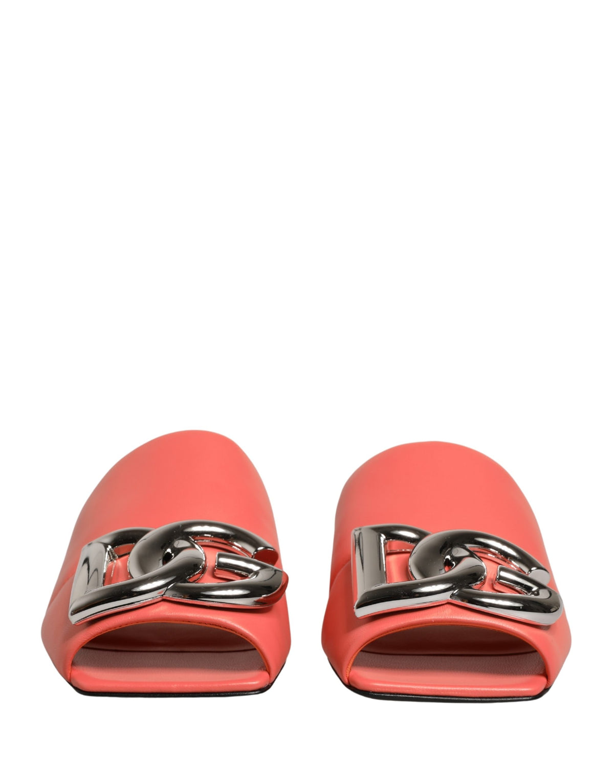 Dolce & Gabbana Orange DG Logo Leather Flats Sandals