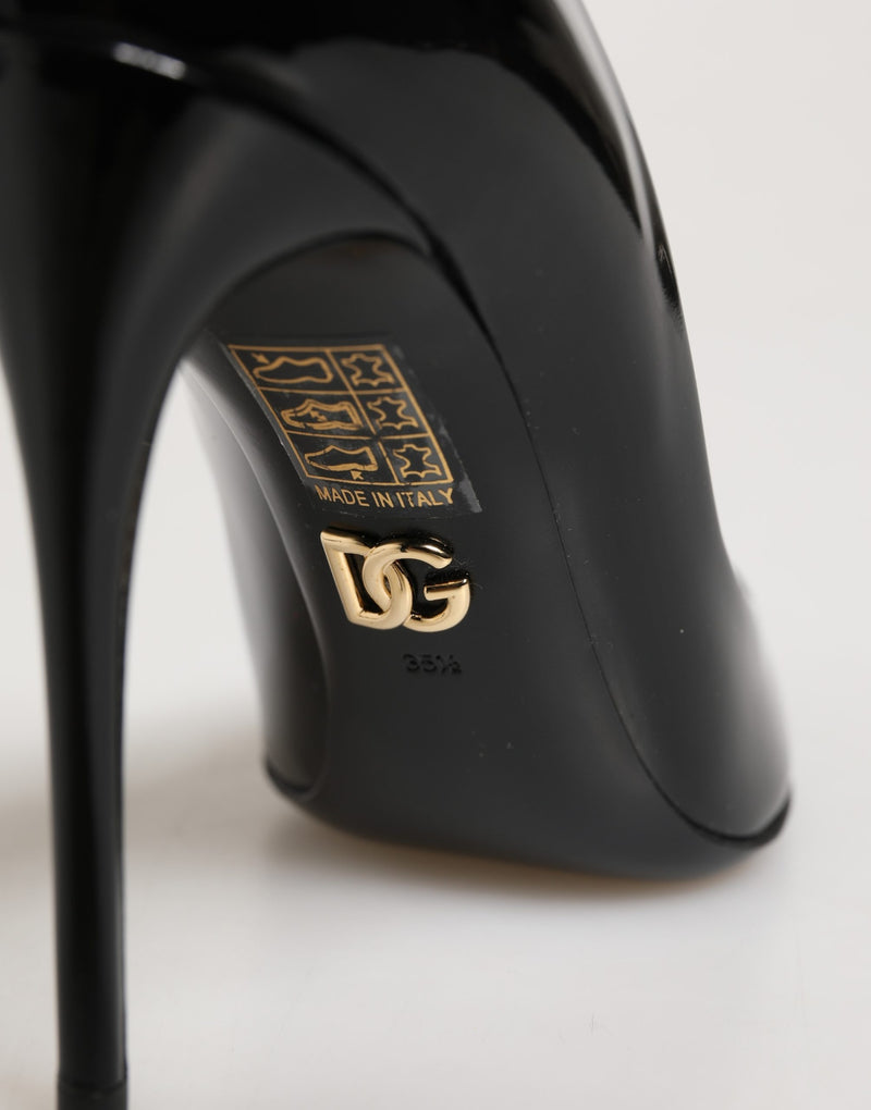 Dolce & Gabbana Black Calf Leather Stiletto Heels Pumps