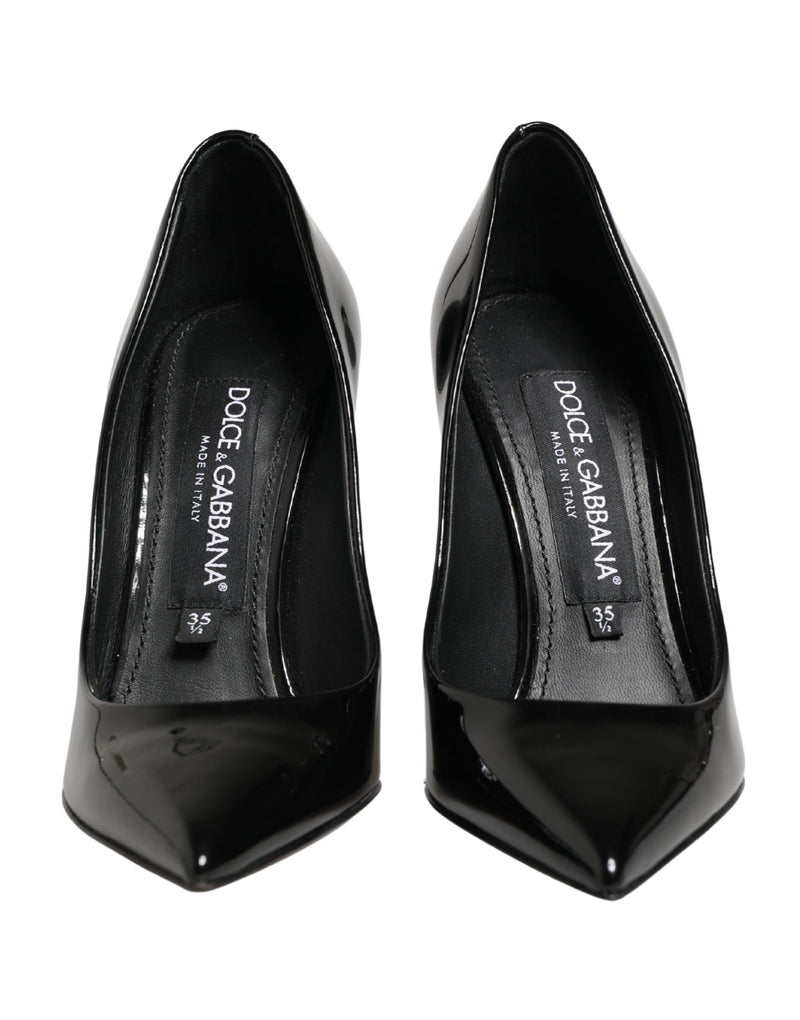 Dolce & Gabbana Black Calf Leather Stiletto Heels Pumps