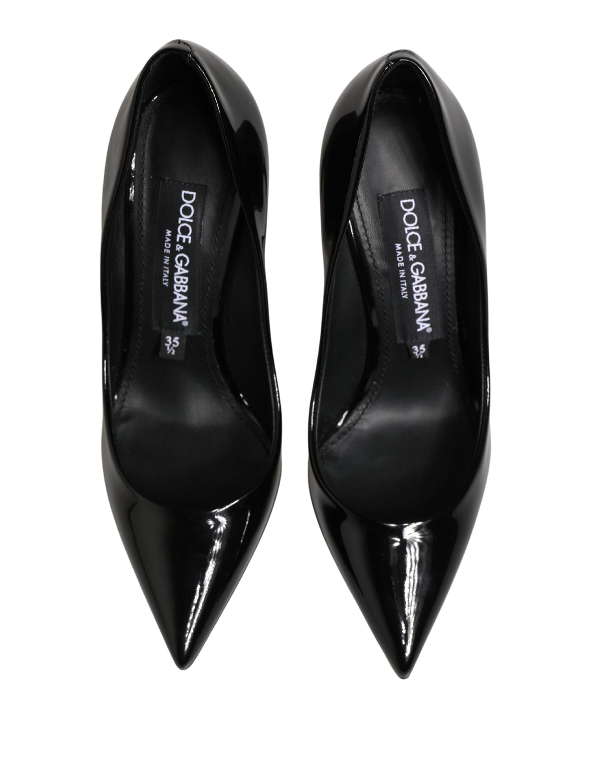 Dolce & Gabbana Black Calf Leather Stiletto Heels Pumps