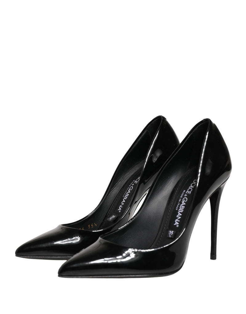 Dolce & Gabbana Black Calf Leather Stiletto Heels Pumps