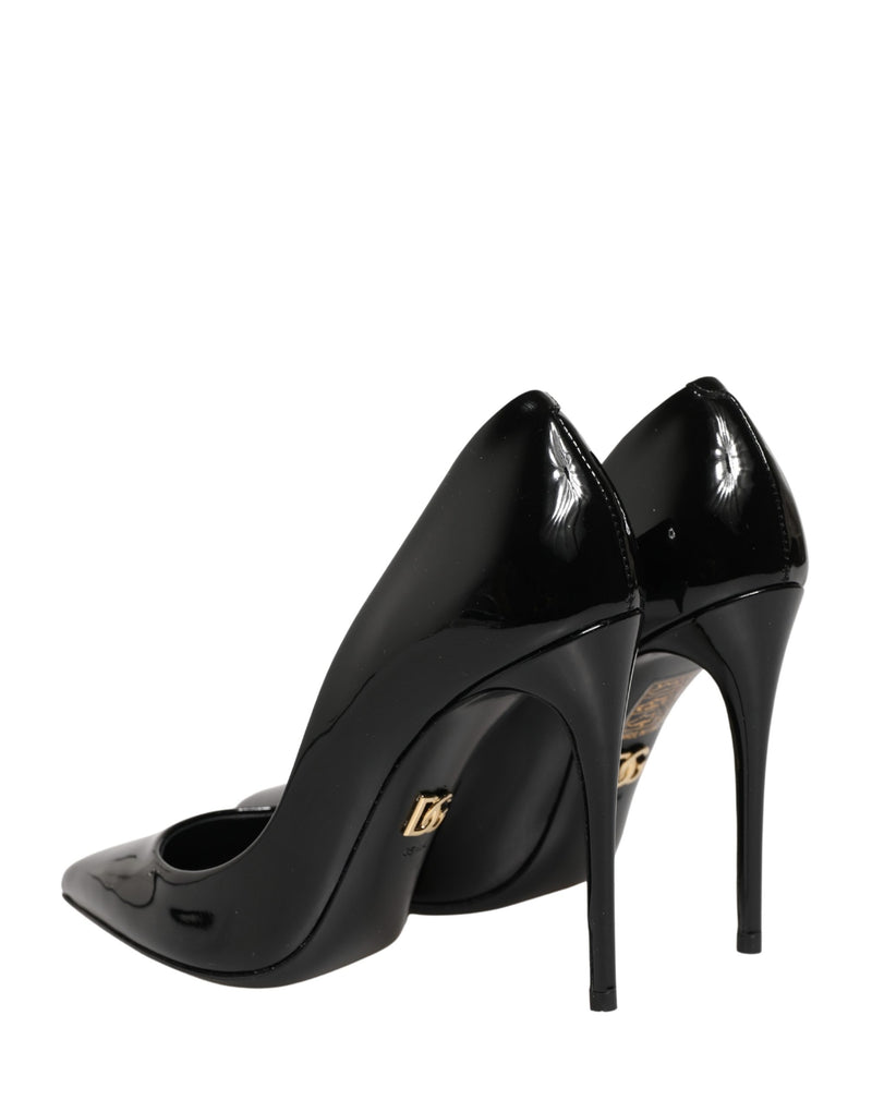 Dolce & Gabbana Black Calf Leather Stiletto Heels Pumps