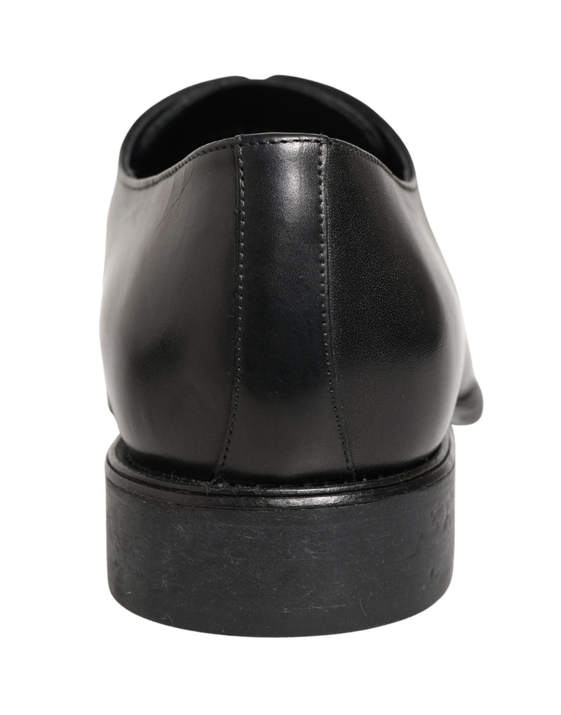 Dolce & Gabbana Black Calfskin Leather Derby Men's Dress Shoes