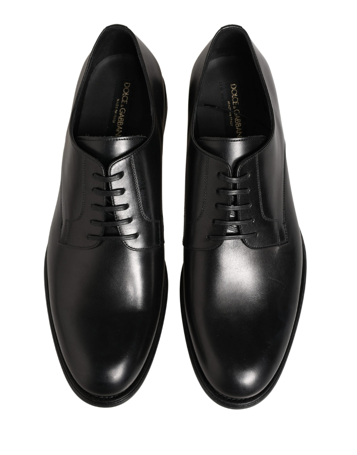 Dolce & Gabbana Black Calfskin Leather Derby Men's Dress Shoes