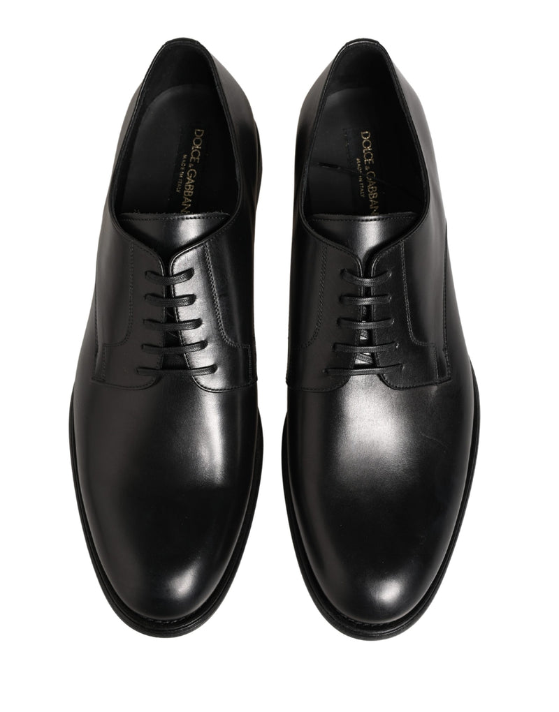 Dolce & Gabbana Black Calfskin Leather Derby Men's Dress Shoes