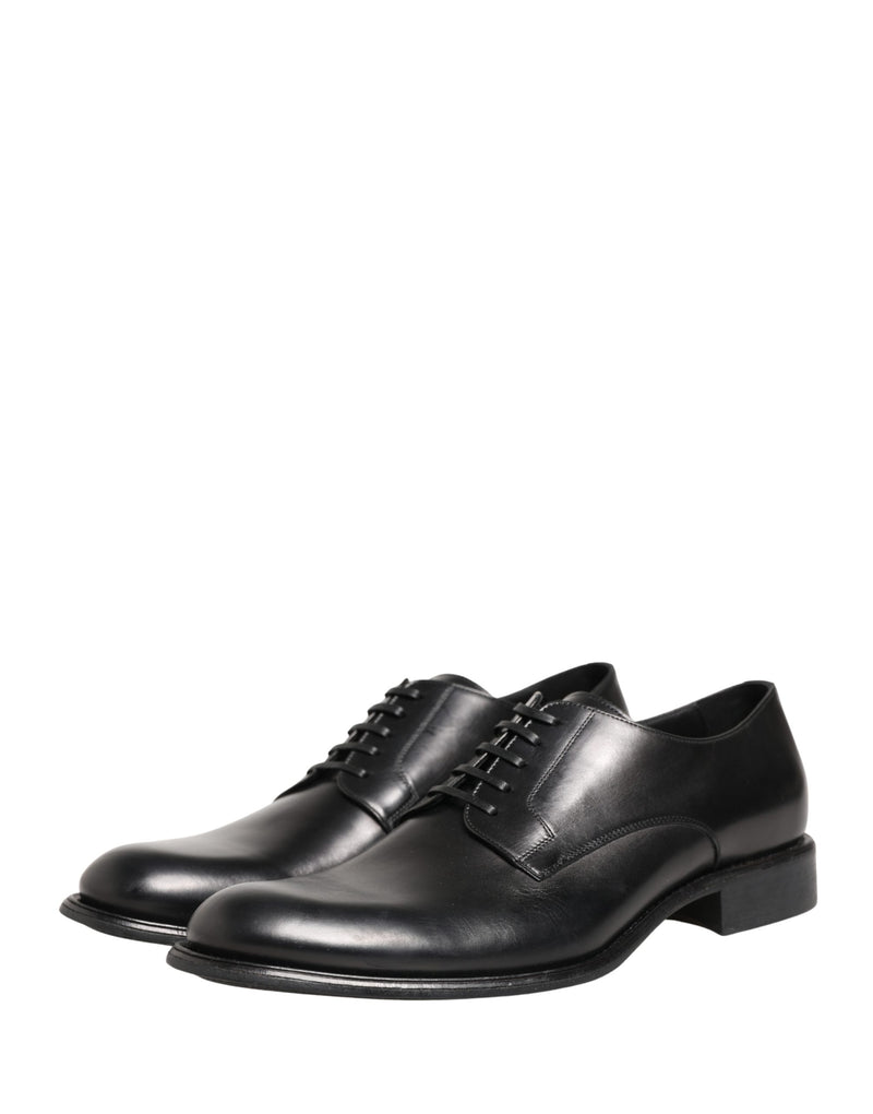 Dolce & Gabbana Black Calfskin Leather Derby Men's Dress Shoes