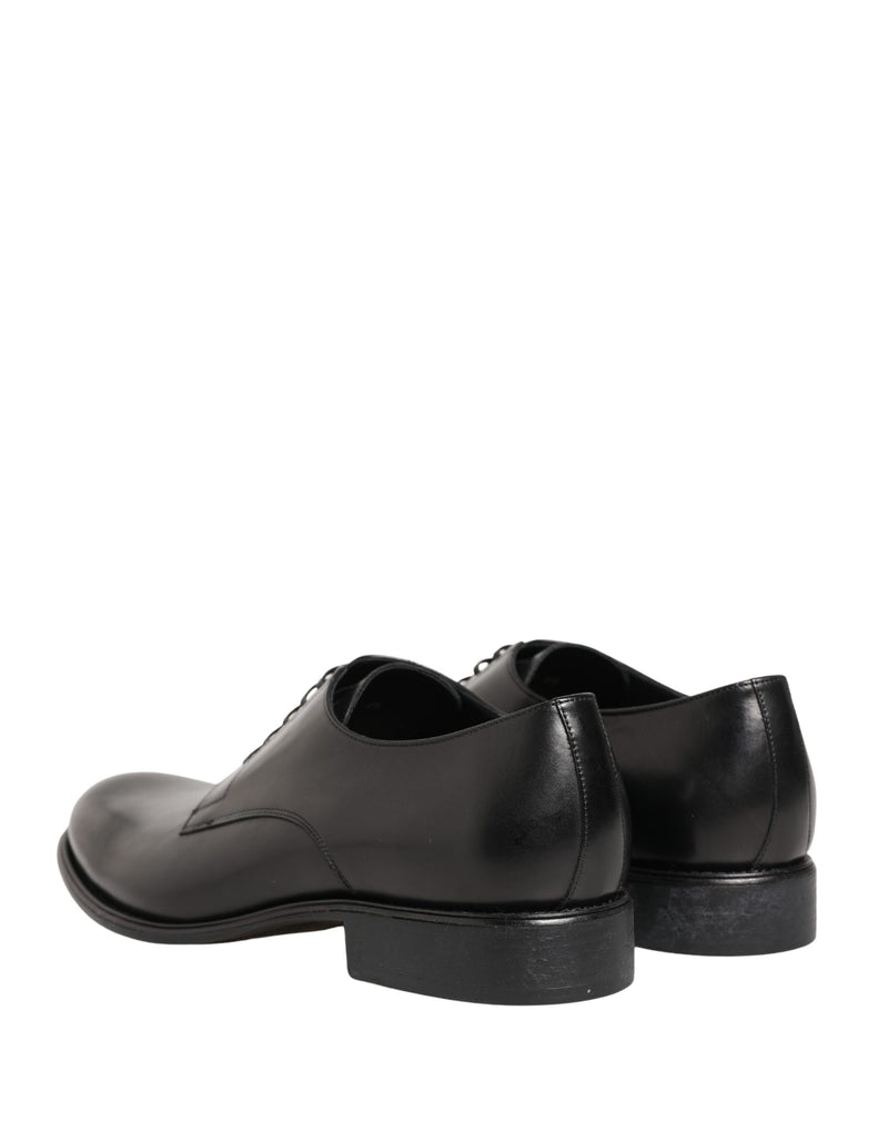 Dolce & Gabbana Black Calfskin Leather Derby Men's Dress Shoes