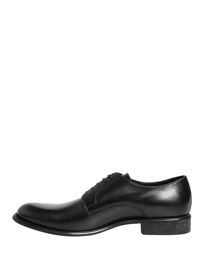Dolce & Gabbana Black Calfskin Leather Derby Men's Dress Shoes