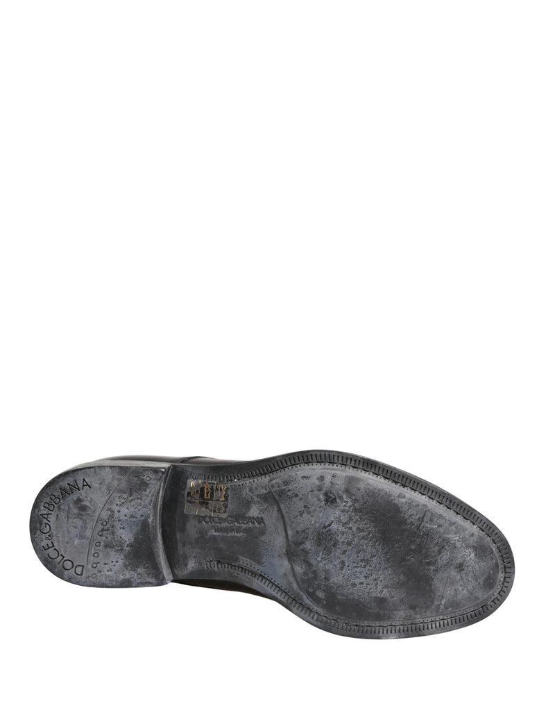 Dolce & Gabbana Black Calfskin Leather Derby Shoes for Men