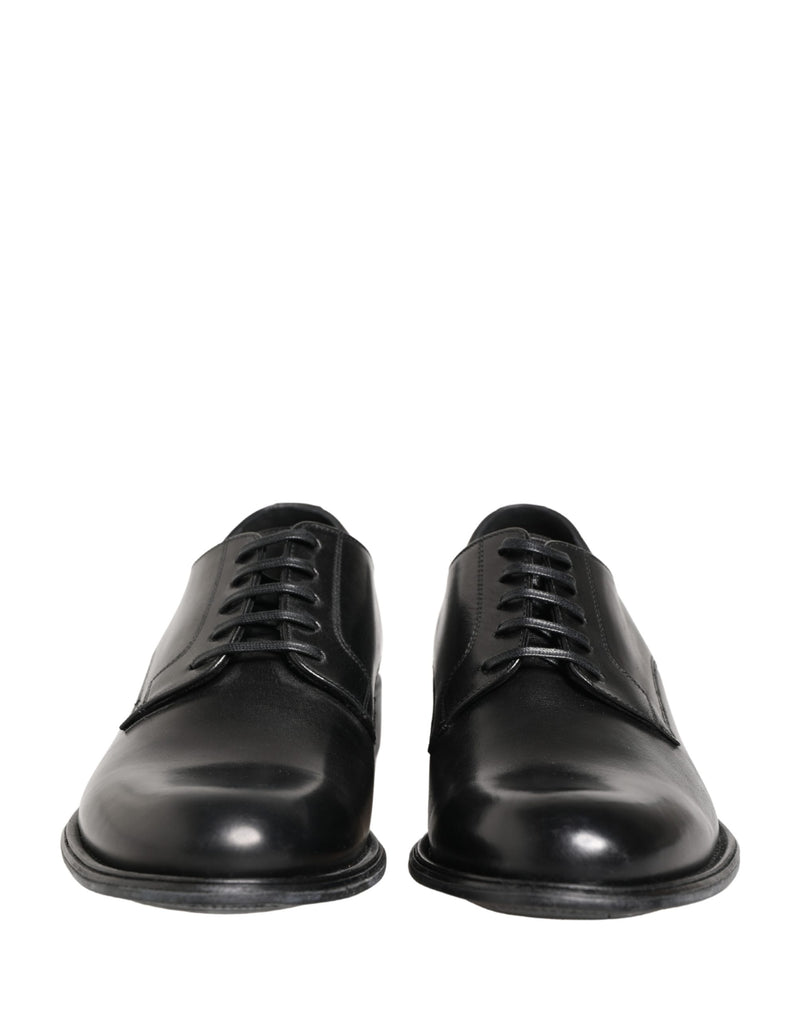 Dolce & Gabbana Black Calfskin Leather Derby Shoes for Men