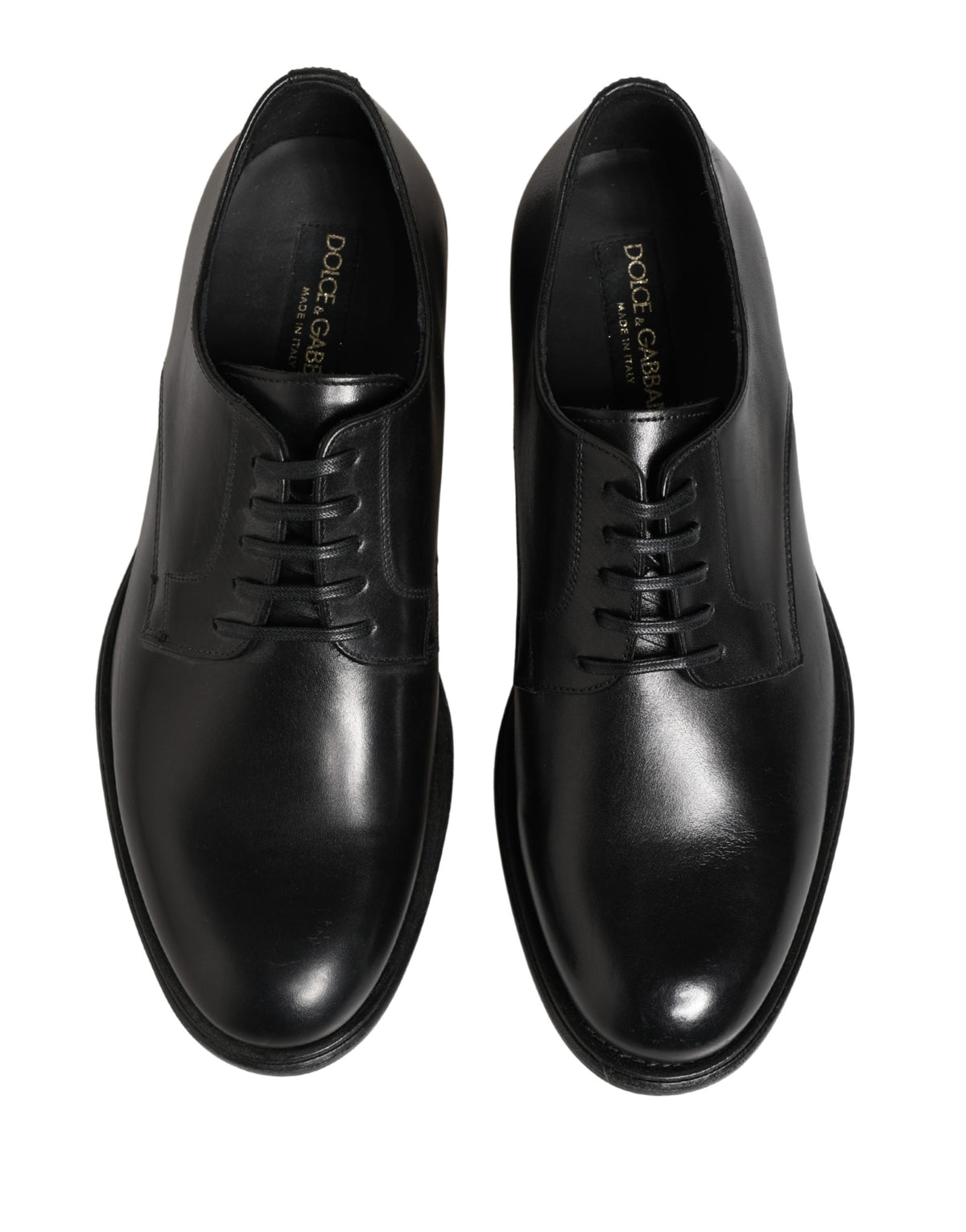 Dolce & Gabbana Black Calfskin Leather Derby Shoes for Men