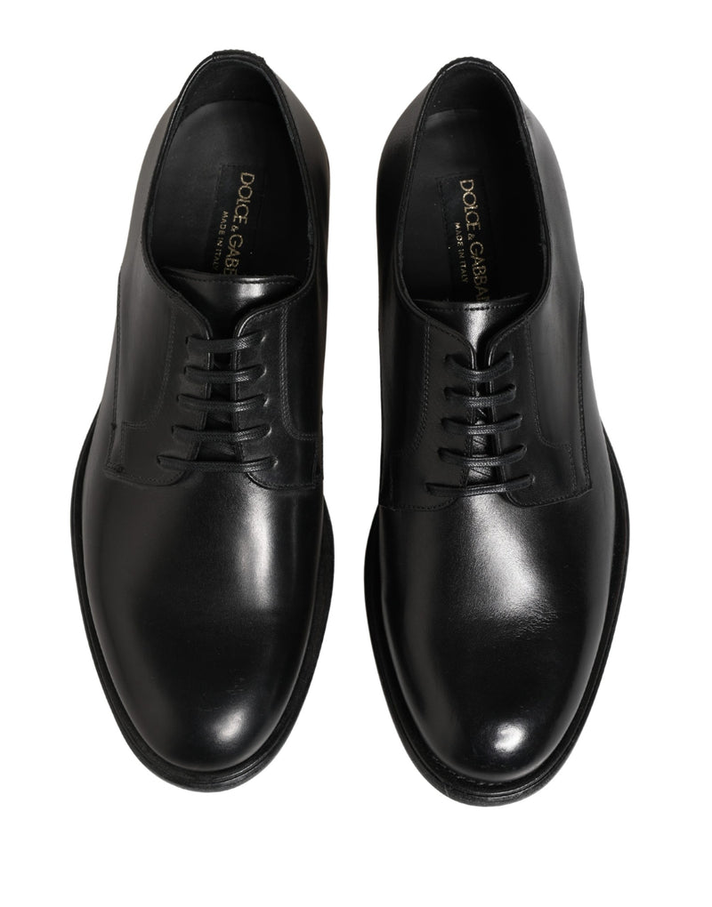 Dolce & Gabbana Black Calfskin Leather Derby Shoes for Men