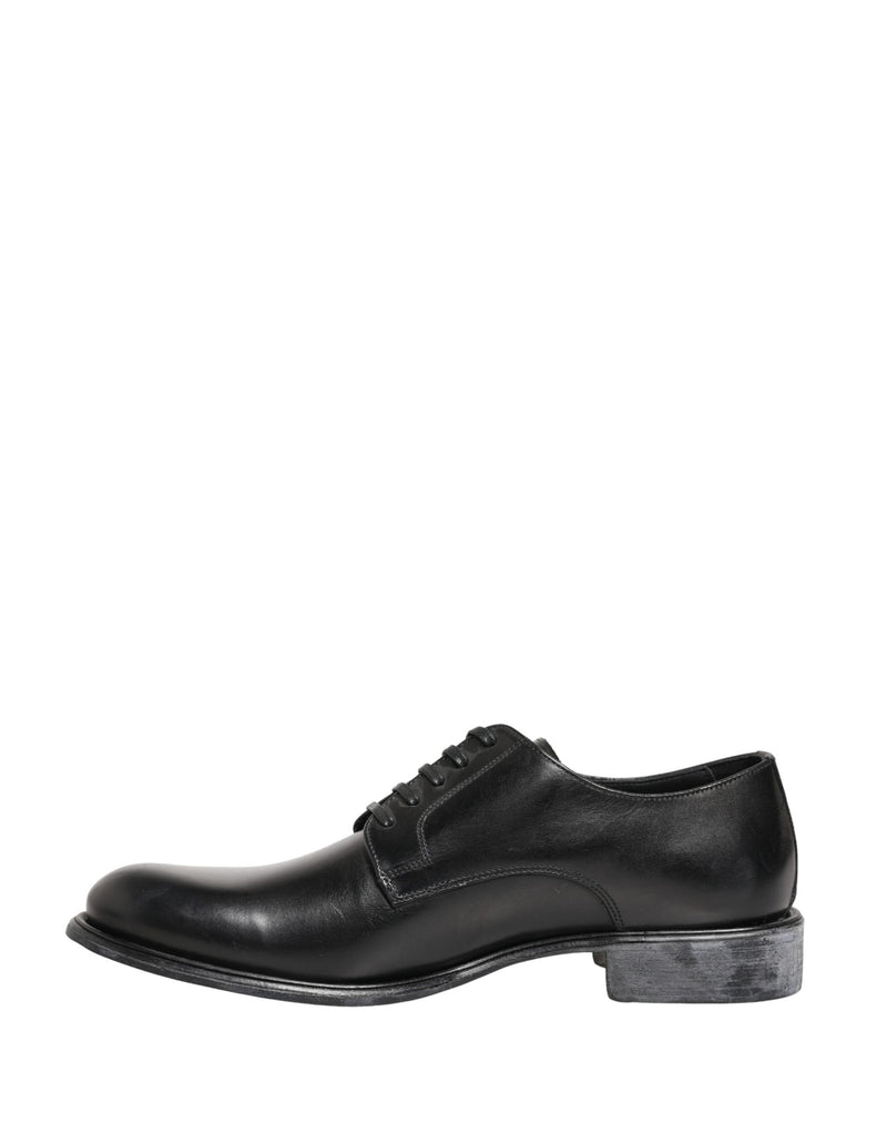 Dolce & Gabbana Black Calfskin Leather Derby Shoes for Men
