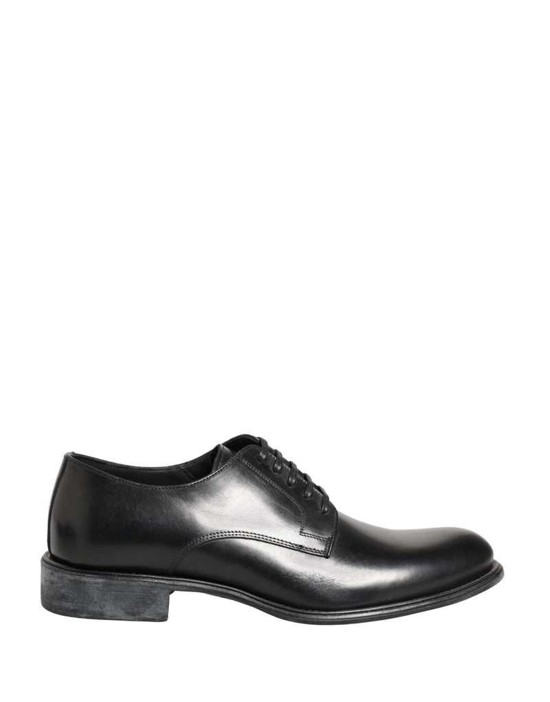 Dolce & Gabbana Black Calfskin Leather Derby Shoes for Men