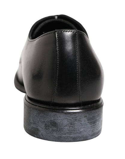 Dolce & Gabbana Black Calfskin Leather Derby Men Dress Shoes