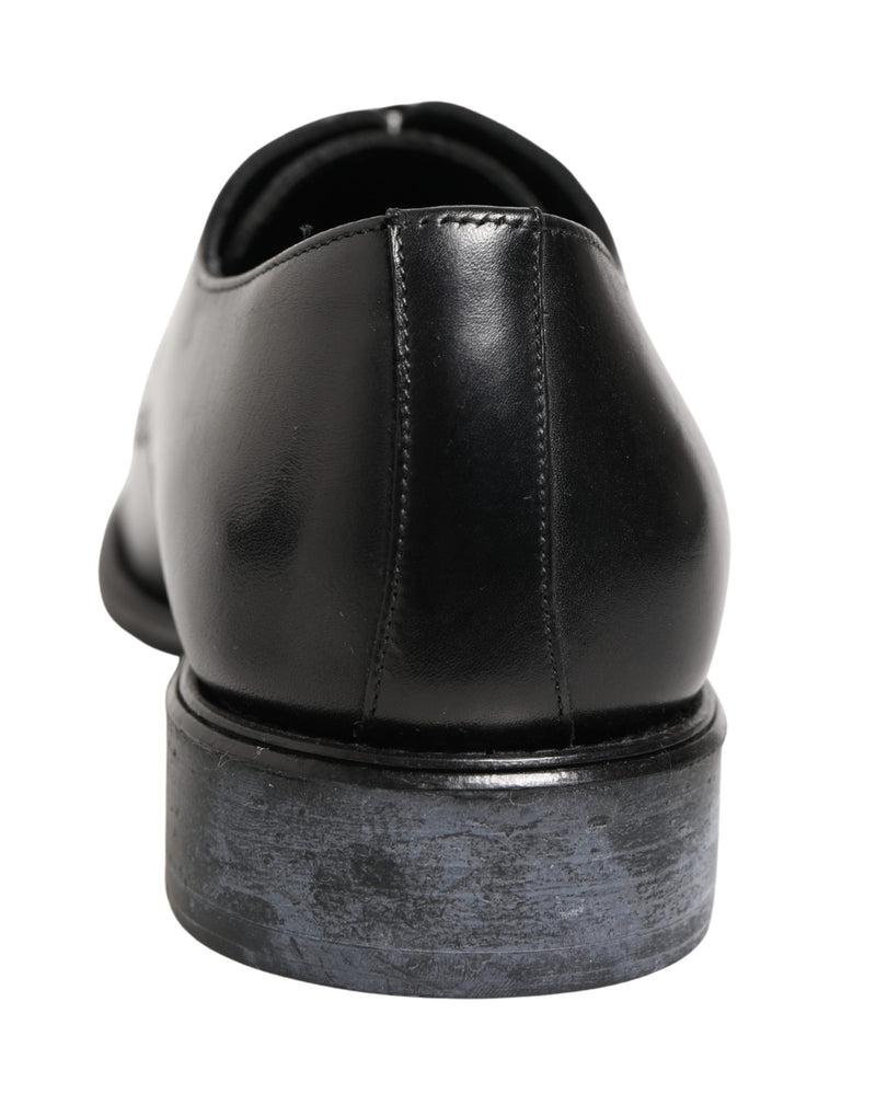 Dolce & Gabbana Black Calfskin Leather Derby Dress Shoes for Men