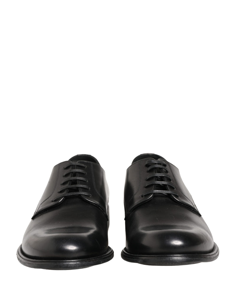 Dolce & Gabbana Black Calfskin Leather Derby Dress Shoes for Men