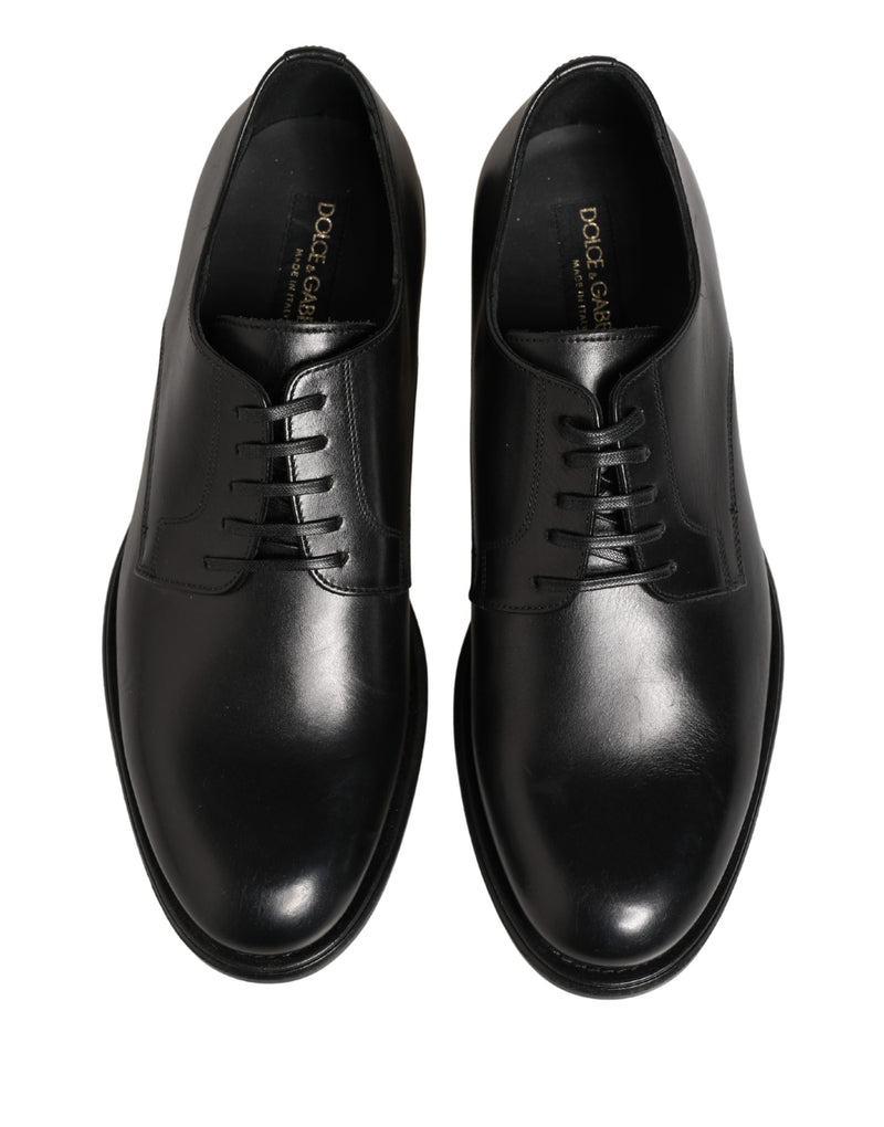 Dolce & Gabbana Black Calfskin Leather Derby Dress Shoes for Men